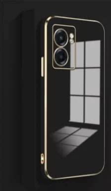 Image of Apurb Store for Oppo 10 Plating Square Gold Frame Phone Case Luxury Soft Silicone Back Cover (for Oppo A57 5G, Black)