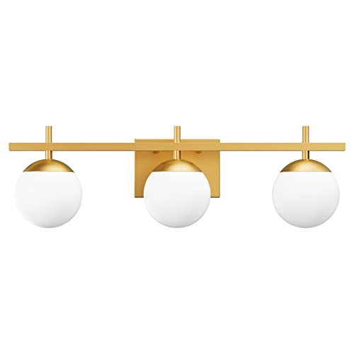 Ralbay Mid Century Modern Gold Bathroom Light Fixtures 3Light Gold