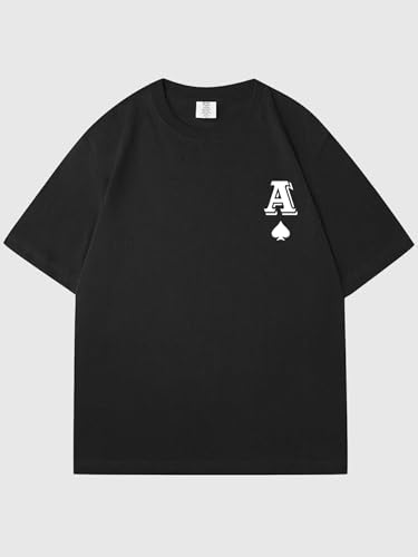 SOLY HUX Men's T Shirts Letter Graphic Tees Crew Neck Short Sleeve Summer Tops Black Letter Medium