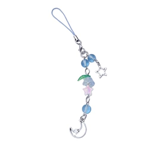 MENGZHIAO Keychain Strap,Star Flower Bead Pendant Phone Charm Hanging Rope Cute Phone Chain Strap Bag Decoration Lanyards Keychain Accessory
