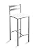 ASTIMESA Taburete Alto de Cocina con Franjas horizontales Asiento 70 cms Polipiel Blanco (TACFBL)
