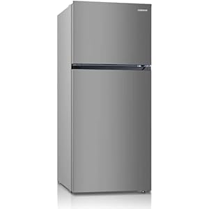 30“ Top Freezer Refrigerator with 17.6 Cu. Ft.Capacity, Adjustable Thermostat Control, Full Size Freestanding Frost Free Fridge for Garage/Office/Home/Apartment, Stainless Steels Grey