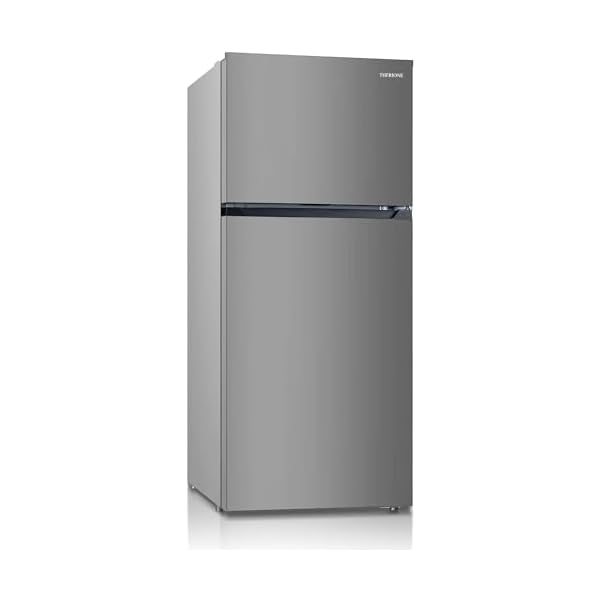 30“ Top Freezer Refrigerator with 17.6 Cu. Ft.Capacity, Adjustable Thermostat Control, Full Size Freestanding Frost Free Fridge for Garage/Office/Home/Apartment, Stainless Steels Grey