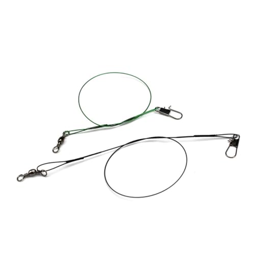 TOYANDONA 50pcs Fishing Bite Steel Wire Line with Barrel Swivel and Snap Swivel Durable and Abrasion Resistant for Saltwater and Freshwater Fishing