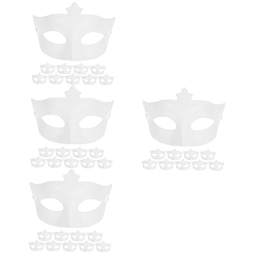 SOIMISS 40 Piezas Halloween DIY Mitad Facial Mitad Para Fiesta De Disfraces Mitad Facial Para DIY Mascarada Cosplay Mitad En Blanco Con Los Ojos Vendados Plástico Blanco