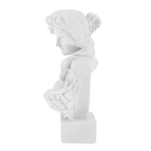 Sewroro Statua della Dea della Musica in Resina Bianca Scultura Busto Romana Mitologica per Soggiorno Decorazione Elegante per Mensola Camera da Letto e Ufficio