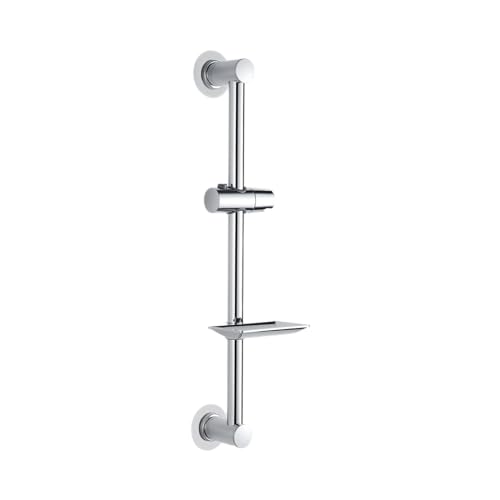Ibergrif M20802-1, Barre de douche, barre de douche sans clou avec support et porte-savon, support de pommeau de douche de salle de bain avec hauteur de douche réglable...