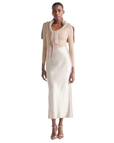 Womens 100% Mulberry Silk Skirts Casual Silk Maxi Skirt High Waisted Long Skirts Elegant Work Skirts Washable