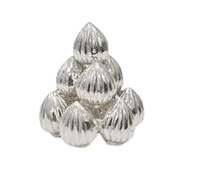 Ganesha Arts Modak w czystym srebrze 11 przylegający modak do pudży, oferujący słodki prasad dla Lorda Ganesha religia hinduska Pooja przedmiot, Regular, Metal nieszlachetny, Bez kamieni szlachetnych