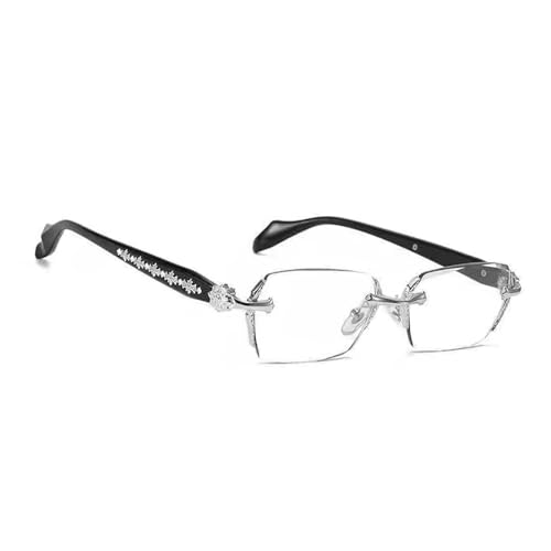 Elegantes gafas sin montura con lente plana antiluz azul ópticas para hombres, mujeres y adolescentes para conducir, ir de compras, moda callejera