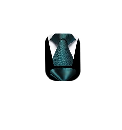 Image of HISDERN Mens Ties Solid Color Tie and Pocket Square Set Classic Woven Formal Neckties & Handkerchief Wedding Party
