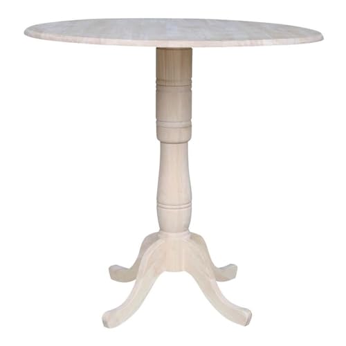 IC International Concepts Mesa de comedor redonda de 42 pulgadas, con pedestal de doble hoja, ideal para espacios pequeños y proyectos de manualidades, sin terminar