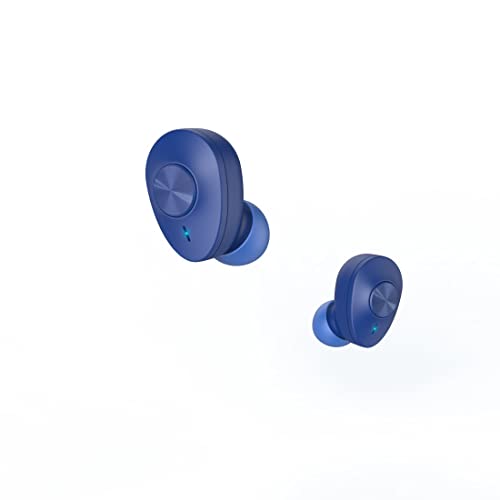 Hama | Cascos Inalámbricos Bluetooth (Auriculares de Botón Pequeños con Micrófono Batería 16h Estuche Cargador Rápido para Móvil iPhone Android Deporte) Azul