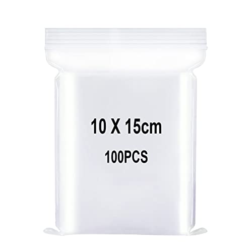Resealable Clear Plastic Bags, Sealed Bag, Storage Bag, Press Seal Bags, Thickening and Durable, Apply to Kitchen, Office Supplies, Stationery Storage ect. 3.9x5.9"(10x15cm) 100PCS