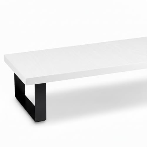 Image of flux Monitor Stand Wooden | Monitor Stand Riser | PC Stand For Desktop Table | Non Slip, Material: Particle Board & Metal (White )