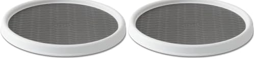 Image of Copco Basics Non-Skid Pantry Cabinet Lazy Susan Turntable, 12-Inch, White /Gray, 1 Count (Pack of 2)