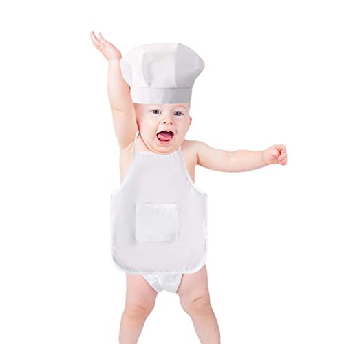 Halatua Padeiro para bebé - avental e gorro de chef para menino recém-nascido, fato fotografia bebé, fatos uniforme chef recém-nascido, atreços para fotos bebé com tema