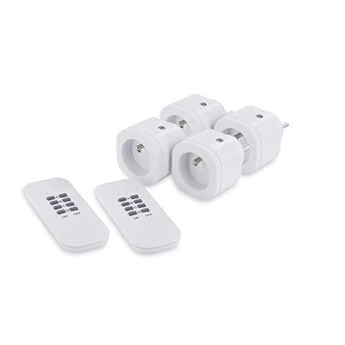 CHACON Lot de 4 Mini Prises on/Off et 2 télécommande