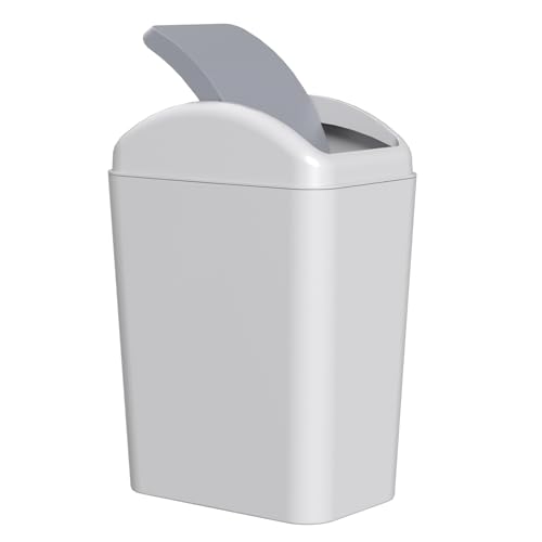 Image of 4.5 Gallon Plastic Swing Top Slim Trash Can, Garbage Bin with Swing Lid, Gray