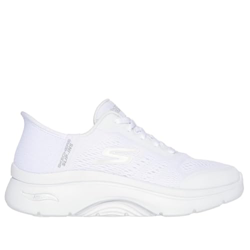 Skechers Women's Go Walk Arch Fit 2.0 Valencia Hands Free Slip-Ins Sneaker, White, 5