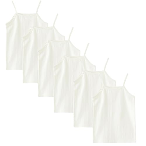 Phedrew 6-Pack Girls' Cotton Tank Tops Stretch Undershirts Soft Basic Camisole