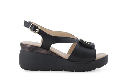 Sandale en cuir noir femme 019272 35 avec semelle ergonomique