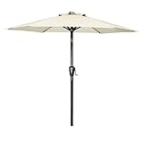 Simple Deluxe Sombrilla de patio de 7.5 pies, sombrilla de patio con botón de inclinación/manivela, 6 varillas resistentes para jardín, terraza, patio trasero, piscina, beige