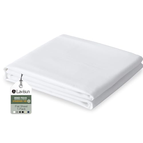 Lavisun Twin Flat Sheets Only, 1 Pack Soft Brushed Microfiber Bedding Sheets for Hotel, Massage, Hospital, Home, Dorm, Bulk Top Flat Sheets Only Twin Size (White)