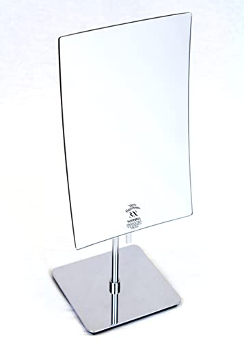 Hospitality Source Polished Chrome Adjustable Angle Frameless Make-up Mirror, Non-lit with 3X Magnification and Weighted Base. Commercial Grade Quality.