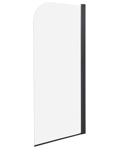 Mampara de ducha minimalista de vidrio templado transparente ajustable negro 140 x 70 cm Lapan