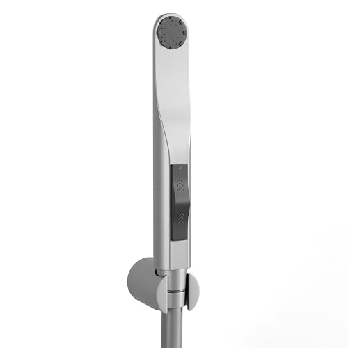 Image of Backline Water Saving Jet Spray for Toilet | Health Faucet for Toilets | ABS Hand Gun with Hose Pipe 1.2 Meter and Wall Hook /Holder | Bathroom Bidet Spray (Brushed - Full Set (Gun + Hose + Hook))