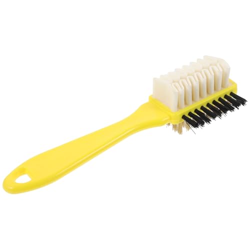 TEHAUX Cepillo de Limpieza para Zapatos Gamuza Mango Amarillo, Herramienta Exfoliante Portátil Multifuncional para Fregar Ropa y Calzado, Cepillo para Cuidado Diario