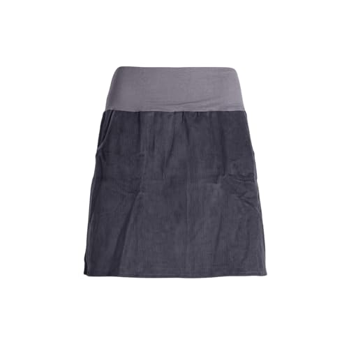 Vishes Damen-Cordrock mit breitem Bund & Taschen in Grau | Größe S (36) | Handgefertigt aus 100% Baumwolle | Für warme & kalte Monate | Nachhaltige Alternative Bekleidung