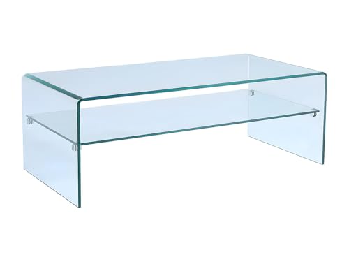 Vente-unique - Table Basse STILEOS - Double Plateau - Verre trempé