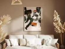 BMGKYAGL Decorazione murale a tema musica retrò – Poster con cuffie in vinile – Stampa estetica urbana – Uomo nero con altoparlanti (40x60 cm/Cornice interna)
