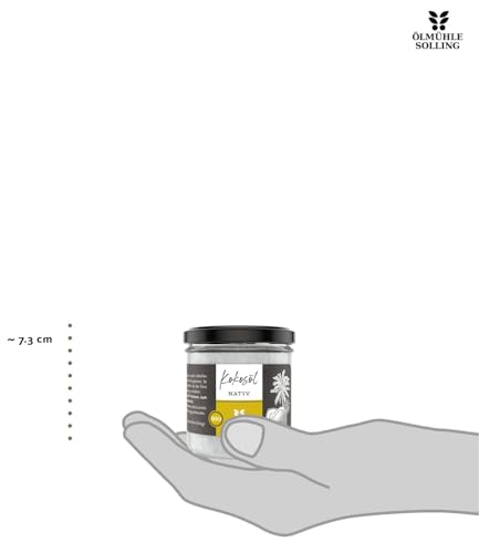 ÖLMÜHLE SOLLING - BIO Kokosöl | 100% natives Bio-Kokosnussöl | Ideal geeignet zum Braten, Backen und Frittieren, als Haut-& Haarpflege sowie für Hunde und Katzen | Inhalt: 100 ml