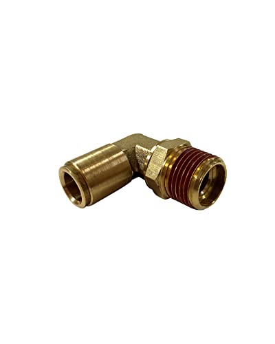 3/8" Tube O.D. x 3/8" MNPT Heavy Duty Brass 90° Swivel Elbow Push-In Connector, Air Line, Pneumatic Fitting (QTY 1)