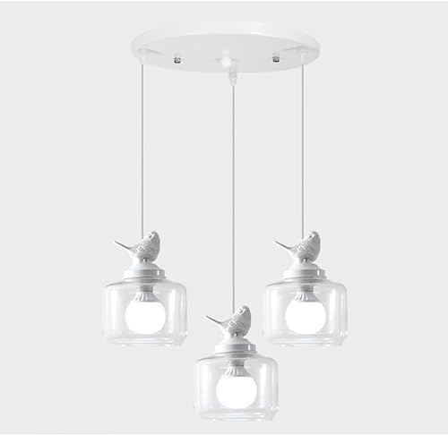 Lámpara de isla de cocina lineal nórdica con 3 luces de pájaro y cilindro de vidrio