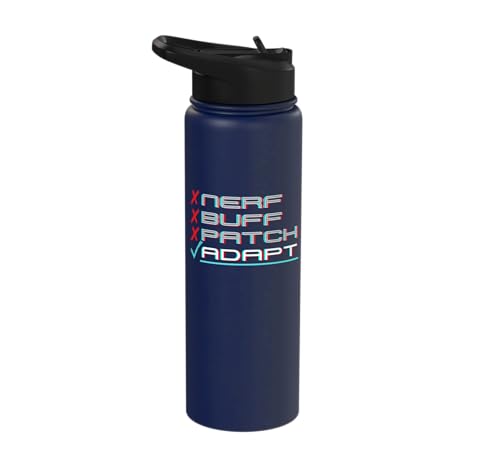Nerf Buff Patch - ADAPT - Funny Cool Fighting Gamer Stainless Steel Insulated Water Bottle