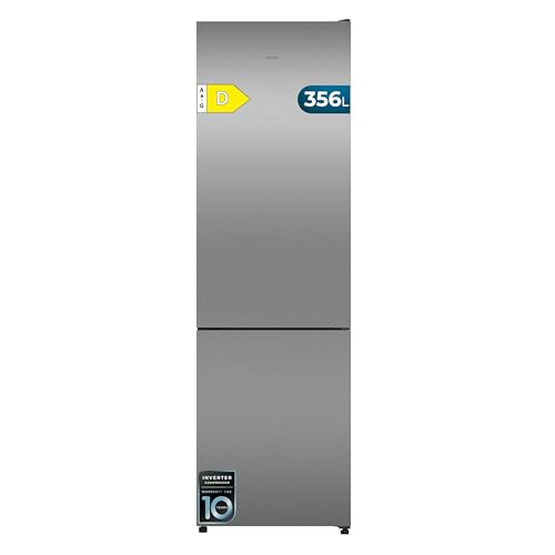 Cecotec Frigorífico Combi 356L Total NoFrost Bolero CoolMarket Combi 356i Inox D. Alto 200cm, Ancho 59,5cm, Fast Freezing, FreshnessFlex HUB, HumidityFlex HUB, Luz LED y Display Interior