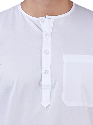 Image of Rajubhai Hargovindas Men's Superfine Cotton Straight Kurta - 46 White