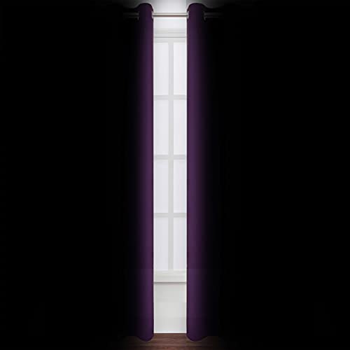 LEMOMO Purple Blackout Curtains 52 x 84 Inch Length/Set of 2 Curtain Panels/Thermal Insulated Room Darkening Curtains for Bedroom