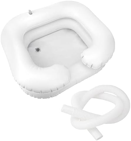 Portable Shampoo Bowl, Air Inflatable Hair Washing Basin Hair Washing Sink for Bedridden/Injured/Elderly/Pregnant Woman/Bed-Bound/Handicapped/Disabled, Wash Hair in Bed(White)