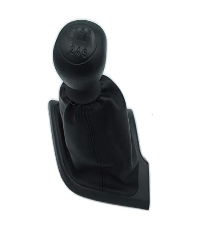 car passion Pomo Palanca de Cambios + Funda + Aro Cromado Compatible con Fiat Ducato Peugeot Boxer Citroen Jumper 2006> Costuras Negras Juego Completo de Repuesto para Coche (6 Marchas)