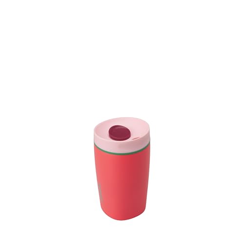 Image of Owala SmoothSip Slider Insulated Stainless Steel Coffee Tumbler, Reusable Iced Coffee Cup, Hot Coffee Travel Mug, BPA Free 12 oz, Pink /Red (Strawberry Fields)