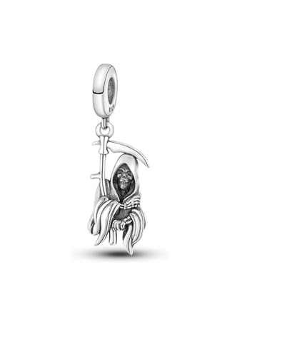 Ciondolo in argento Sterling 925 a forma di teschio della morte, compatibile con braccialetti Pandora