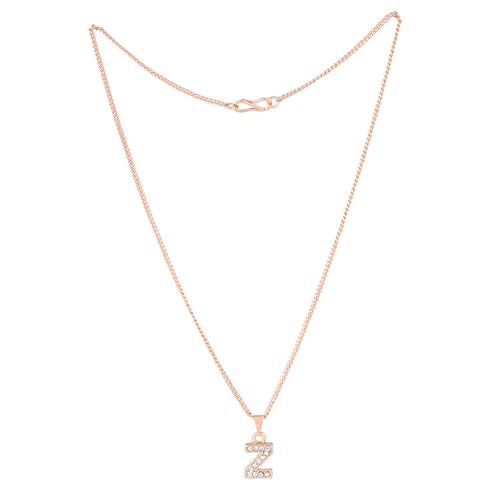 Rose Plated Small Letter Pendant with Crystals