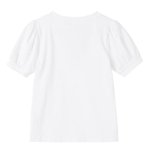Image of Girls' Puff Sleeve Cotton T-Shirt Cute Summer Tops for Girls