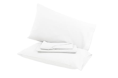 Viterbo Biancheria Completo Letto Lenzuola Lenzuolo Bianco Singolo - 1 Piazza e Mezzo +2 Federe Albergo B&B Hotel 100% Puro Cotone Sofia (Matrimoniale)