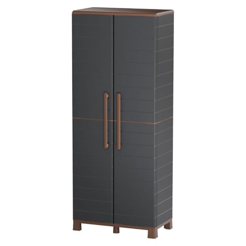 Art Plast - Armoire de Rangement (2 Portes, 3 étagères réglables, 70 x 39 x 165 cm), Couleur Grise
